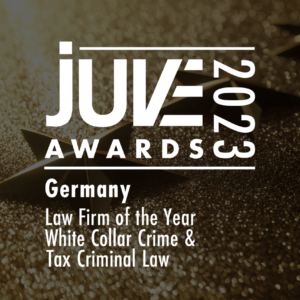 JUVE Award as Law Firm of the Year White Collar Crime and Tax Criminal Law