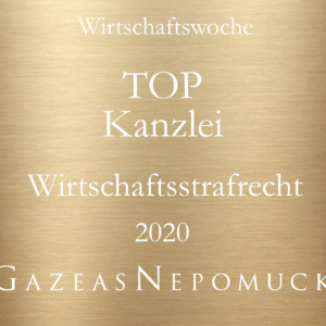 Auszeichnung als TOP-Kanzlei Wirtschaftsstrafrecht 2020 und Dr. Nepomuck als TOP-Anwalt Wirtschaftsstrafrecht 2020 durch die WirtschaftsWoche